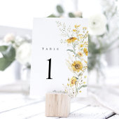 Yellow Wildflower Sunflower Wedding Table Numbers