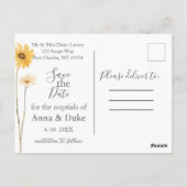 Yellow Wildflower Wedding Save the Date Briefkaart (Achterkant)