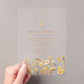 Yellow Wildflowers and Daisies Bridal Shower Acryl Uitnodigingen (Insitu (Draagbaar))