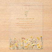 Yellow Wildflowers and Daisies Bridal Shower Acryl Uitnodigingen (Voorkant)