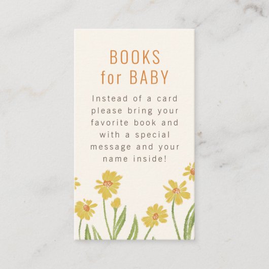 Yellow Wildflowers Baby shower Boekaanvraag Informatiekaartje (Voorkant)