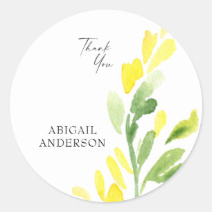 Yellow Wildflowers Baby shower Dank u Ronde Sticker