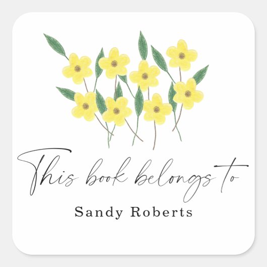 Yellow Wildflowers - Dit boek behoort tot Vierkante Sticker (Voorkant)