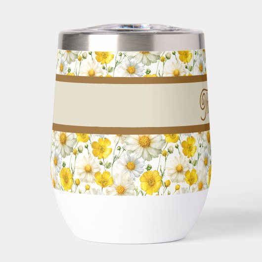 Yellow Wildflowers Pattern Monogram Name (Voorkant)