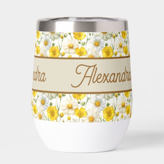 Yellow Wildflowers Pattern Monogram Name (Achterkant)