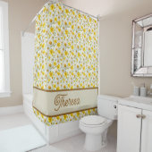 Yellow Wildflowers Pattern Monogram Name Douchegordijn (In situ)