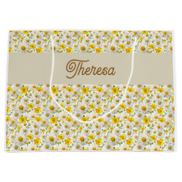 Yellow Wildflowers Pattern Monogram Name Groot Cadeauzakje