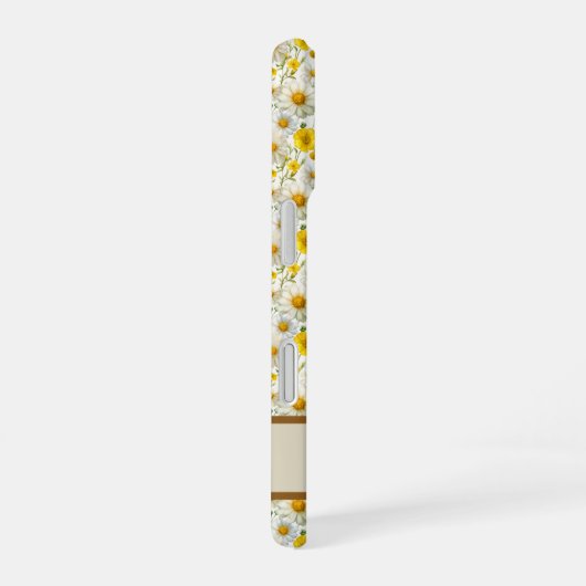 Yellow Wildflowers Pattern Monogram Name iPhone 16 Hoesje (Rechterkant)