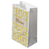 Yellow Wildflowers Pattern Monogram Name Klein Cadeauzakje (Achterkant Gekanteld)