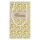 Yellow Wildflowers Pattern Monogram Name Klein Cadeauzakje (Voorkant)