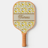 Yellow Wildflowers Pattern Monogram Name Pickleball Paddle (Voorkant)