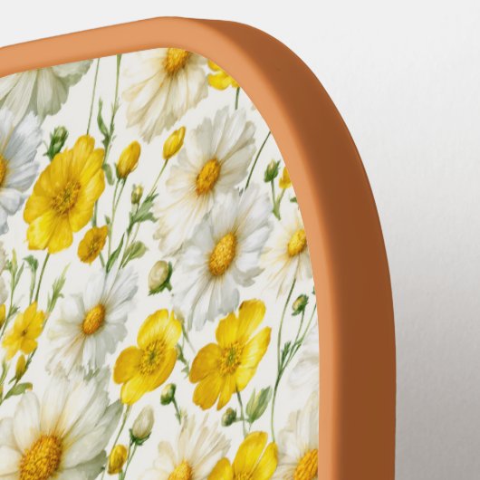 Yellow Wildflowers Pattern Monogram Name Pickleball Paddle (Links Detail)