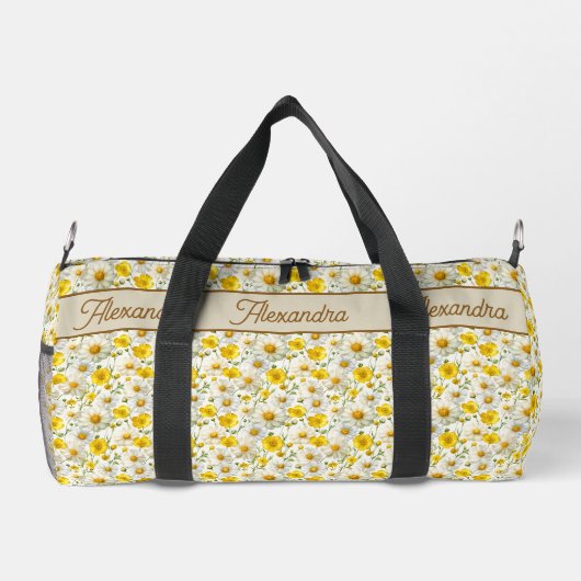 Yellow Wildflowers Pattern Monogram Name Plunjezak (Achterkant)