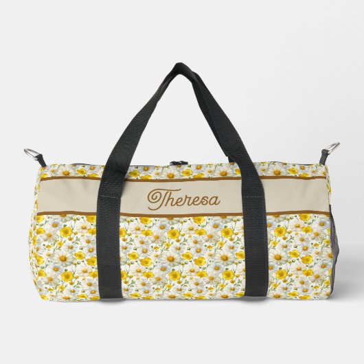 Yellow Wildflowers Pattern Monogram Name Plunjezak (Voorkant)