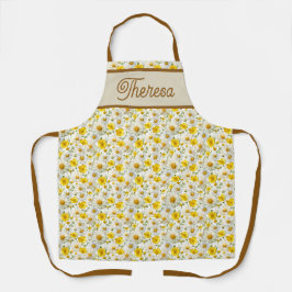 Yellow Wildflowers Pattern Monogram Name Schort