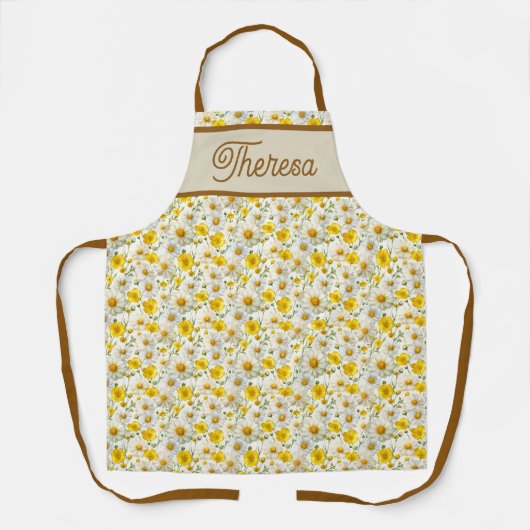 Yellow Wildflowers Pattern Monogram Name Schort (Voorkant)