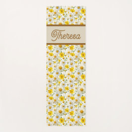 Yellow Wildflowers Pattern Monogram Name Yogamat