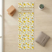 Yellow Wildflowers Pattern Monogram Name Yogamat