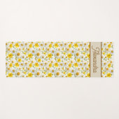 Yellow Wildflowers Pattern Monogram Name Yogamat (Voorkant (horizontaal))