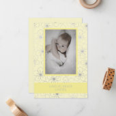 Yellow Wildflowers Silver Photo Naming Ceremony Notitiekaartje (Voorkant / Achterkant in situ)