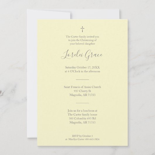 Yellow Wildflowers Silver Photo Naming Ceremony Notitiekaartje (Achterkant)