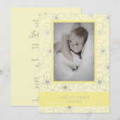 Yellow Wildflowers Silver Photo Naming Ceremony Notitiekaartje (Voorkant / Achterkant)