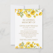 Yellow Wildflowers Sympathy Memory Dank je wel kaa Bedankkaart (Voorkant)