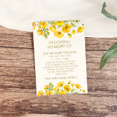 Yellow Wildflowers Sympathy Memory Dank je wel kaa Bedankkaart
