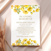 Yellow Wildflowers Sympathy Memory Dank je wel kaa Bedankkaart