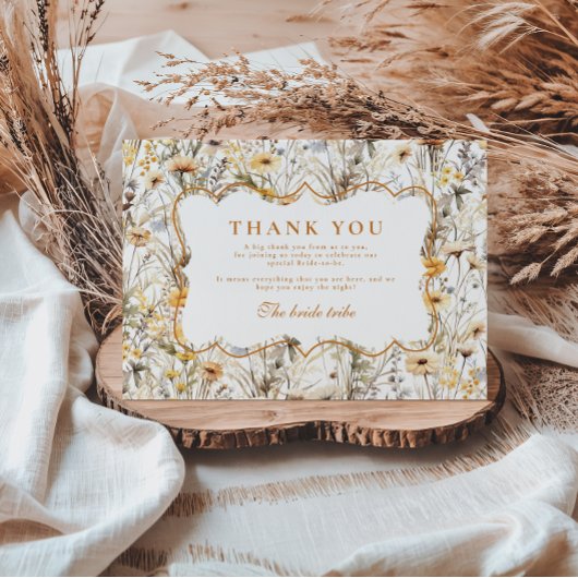 Yellow Wildflowers Vrijgezellenfeest Bedankkaart