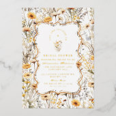Yellow Wildflowers Vrijgezellenfeest Folie Uitnodiging (Voorkant)