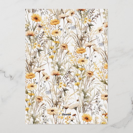  Yellow Wildflowers Vrijgezellenfeest Folie Uitnodiging (Achterkant)