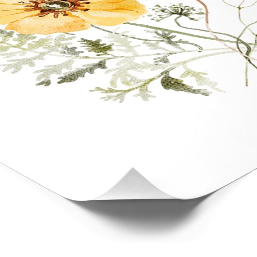 Yellow Wildflowers Vrijgezellenfeest Welkomstbord Perfect Poster (Hoek)