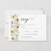 Yellow Wildflowers Zonnebloemen Huwelijk RSVP Kaar (Voorkant)