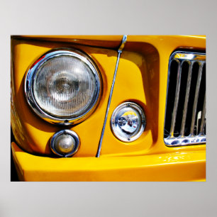 Yellow Willys Jeep Station Wagon koplamp Poster