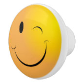 Yellow Winky 😉 Face - Emoji Keramische Knop (Rechts)