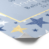 Yellow Winter Star Penguin Baby shower Welkom Poster (Hoek)