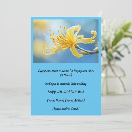 Yellow Witchazel Wedding Kaart (Staand voorkant)