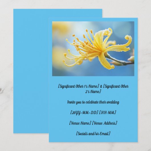 Yellow Witchazel Wedding Kaart (Voorkant / Achterkant)