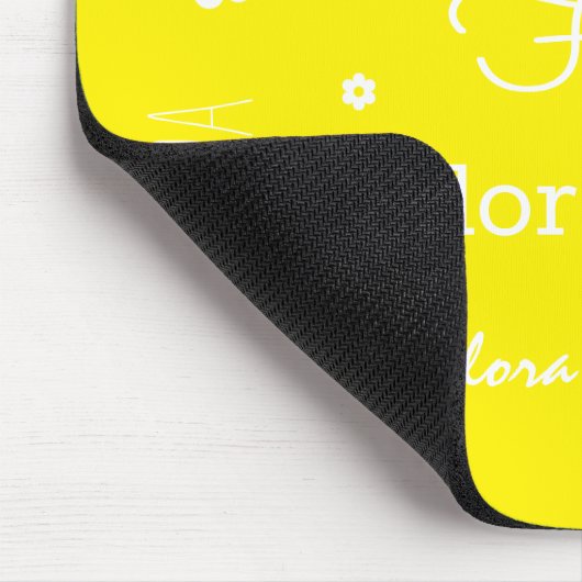 Yellow with White Flowers, Customized Mouse Pad Muismat (Hoek)
