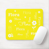 Yellow with White Flowers, Customized Mouse Pad Muismat (Met muis)