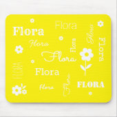 Yellow with White Flowers, Customized Mouse Pad Muismat (Voorkant)