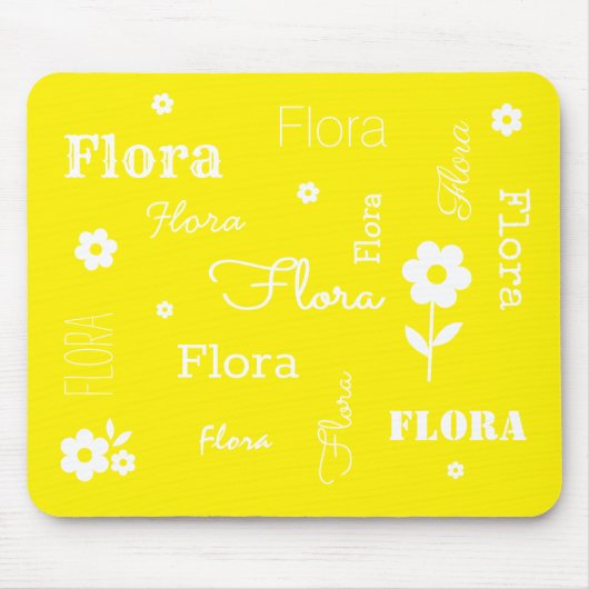 Yellow with White Flowers, Customized Mouse Pad Muismat (Voorkant)