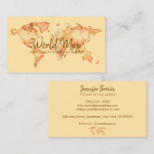 yellow World Map Travel International Trip Agent Visitekaartje (Voorkant / Achterkant)