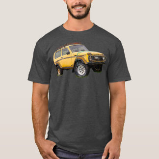 Yellow wrecked and amoroned Lada Niva, want T-shirt
