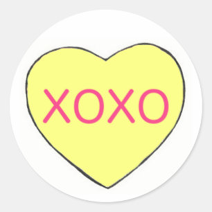 Yellow XOXO Valentijnsdag Snoep hartslag Ronde Sticker