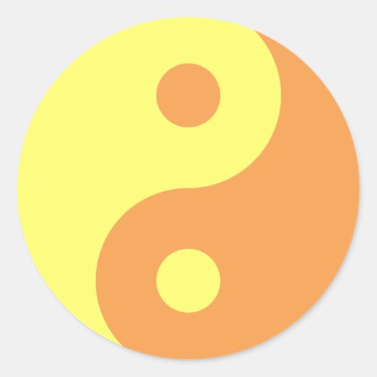 Yellow Yin Yang Symbool Ronde Sticker (Voorkant)