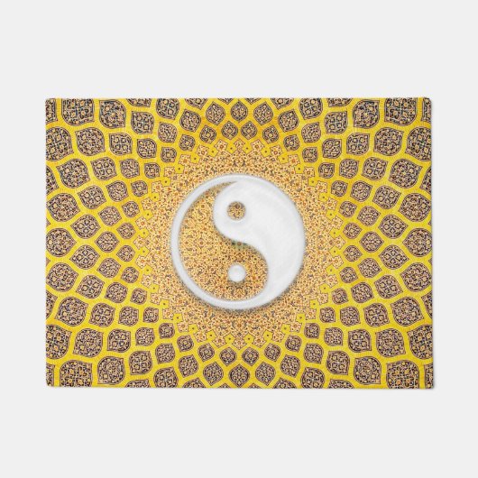 Yellow Ying Yang Mandala Deurmat (Voorkant)