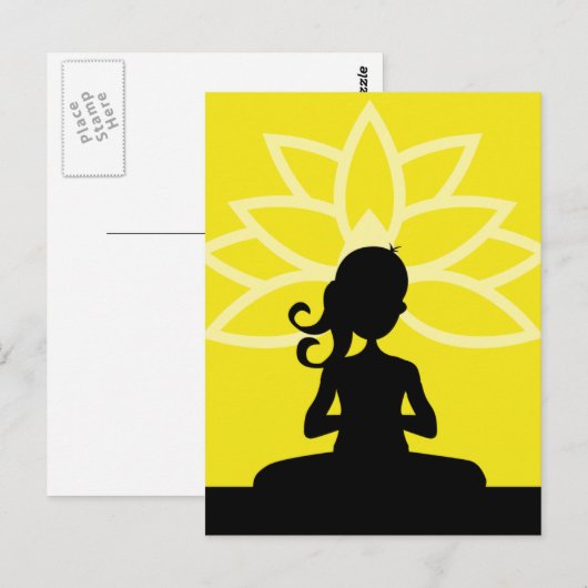 Yellow Yoga Silhouette Briefkaart (Voorkant / Achterkant)