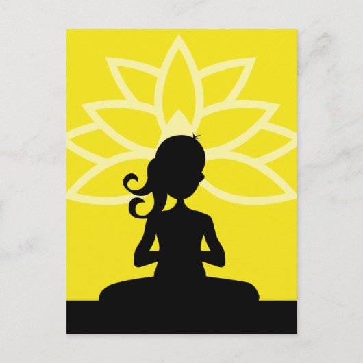 Yellow Yoga Silhouette Briefkaart (Voorkant)